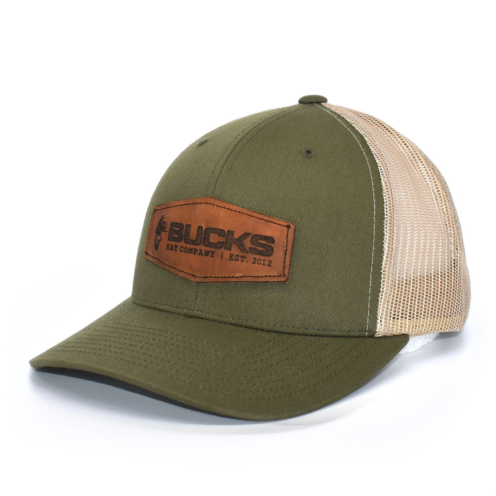 Bucks Leather Patch Moss & Khaki Hat - Bucks of America