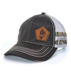 Bucks Logo Leather Patch Brown & Light Grey Hat - Bucks of America