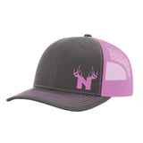 Nebraska Antler Logo Hat- Pink / Charcoal / Pink