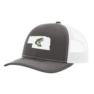 Nebraska Jumping Bass Hat - Green on Charcoal/White - Bucks of America