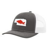 Nebraska Carp Fishing Hat- Charcoal/White - Bucks of America
