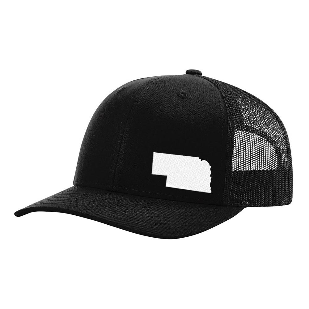 Nebraska State Outline Hat - Black - Bucks of America