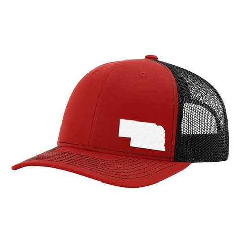 Nebraska State Outline Hat - Red / Black - Bucks of America