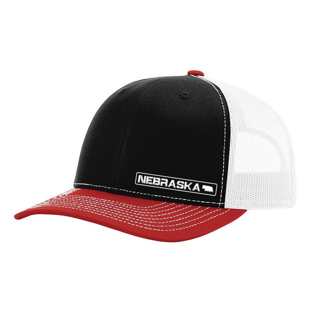 Nebraska State Hat - Black / White / Red