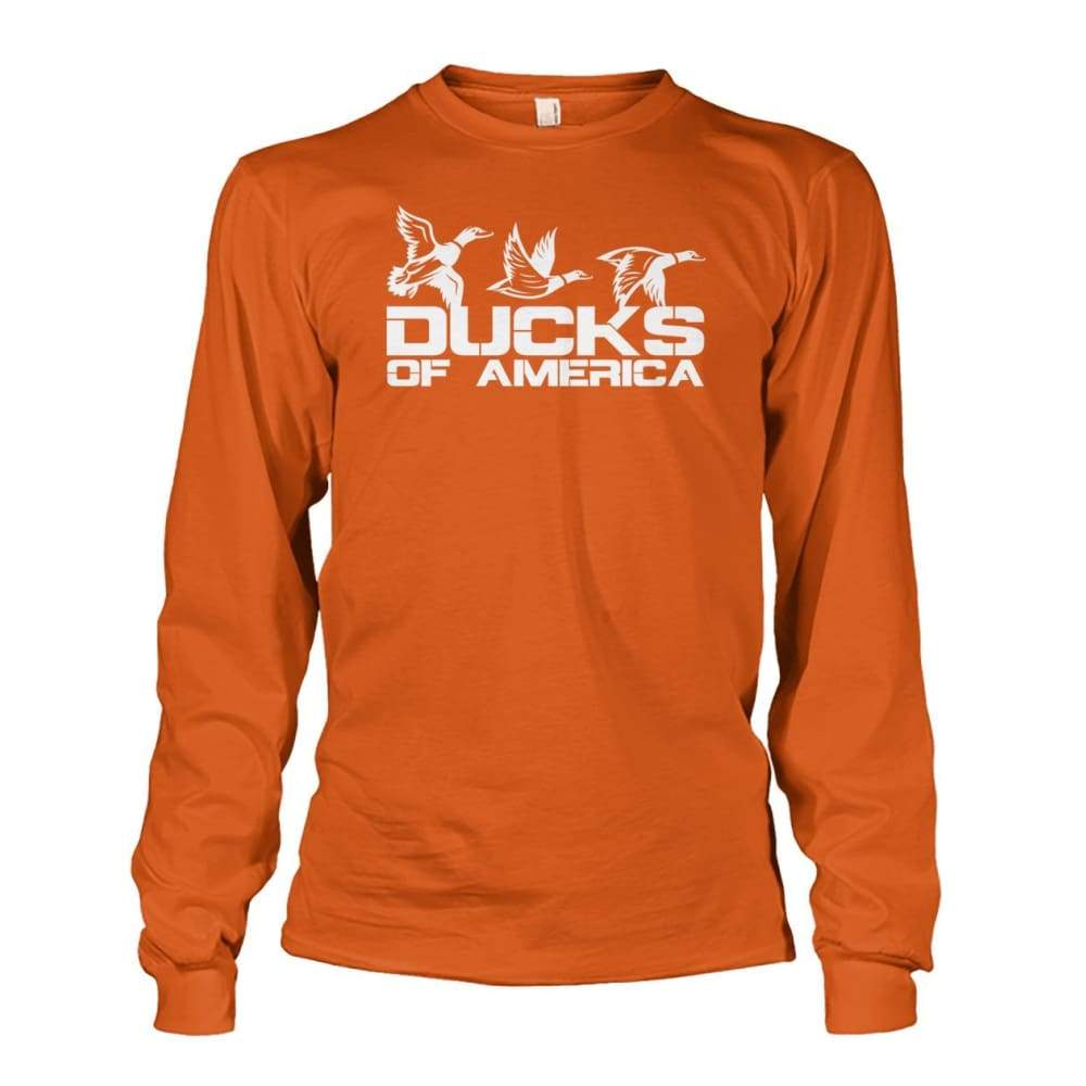 Ducks Of America (White) Unisex Long Sleeve - Texas Orange / S - Long Sleeves