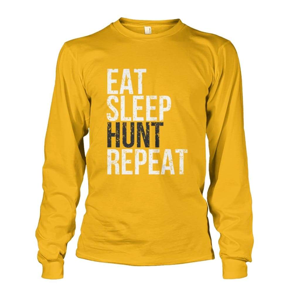 Eat Sleep Hunt Repeat Long Sleeve - Gold / S - Long Sleeves
