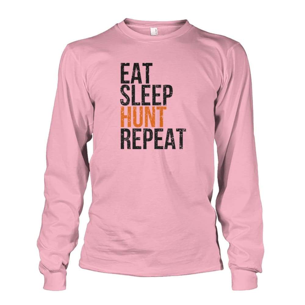 Eat Sleep Hunt Repeat Long Sleeve - Light Pink / S - Long Sleeves