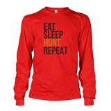 Eat Sleep Hunt Repeat Long Sleeve - Red / S - Long Sleeves