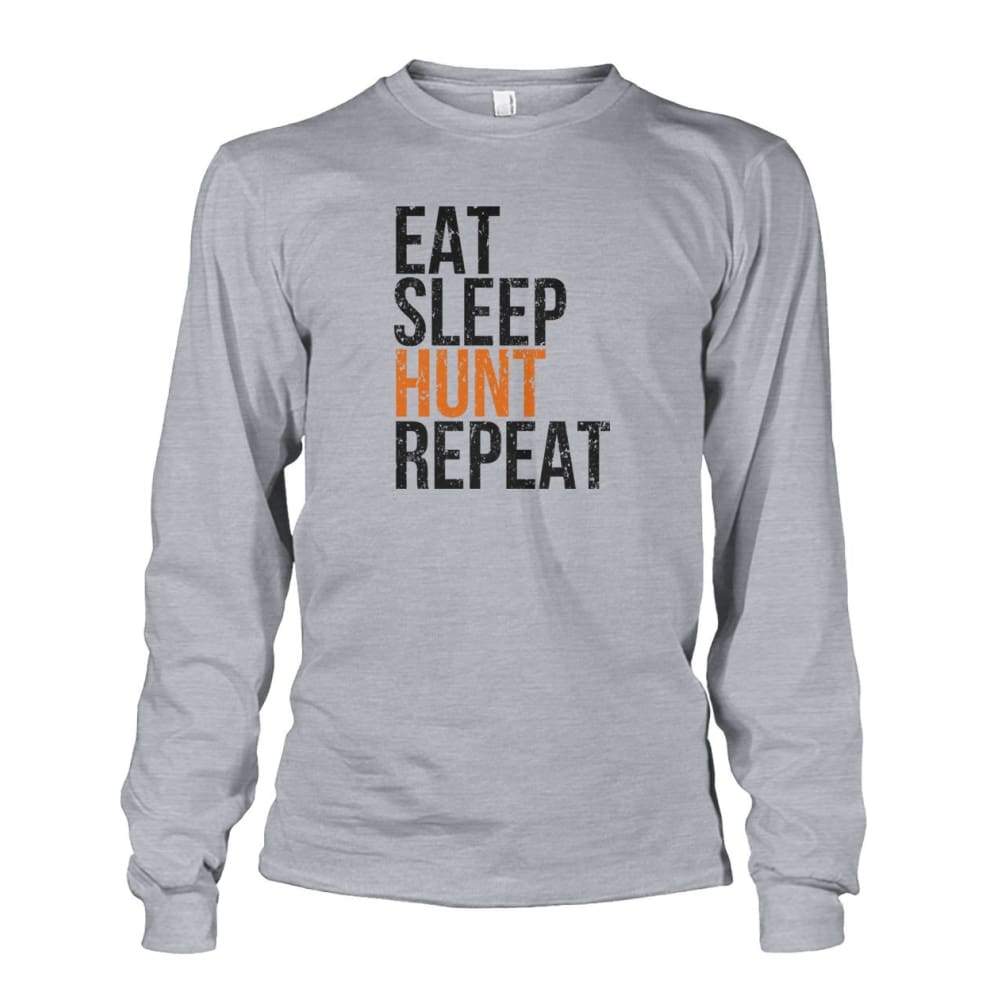 Eat Sleep Hunt Repeat Long Sleeve - Sports Grey / S - Long Sleeves
