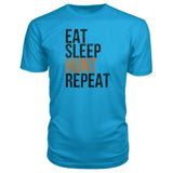 Eat Sleep Hunt Repeat Premium Tee - Carribean Blue / S - Short Sleeves