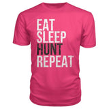 Eat Sleep Hunt Repeat Premium Tee - Hot Pink / S - Short Sleeves