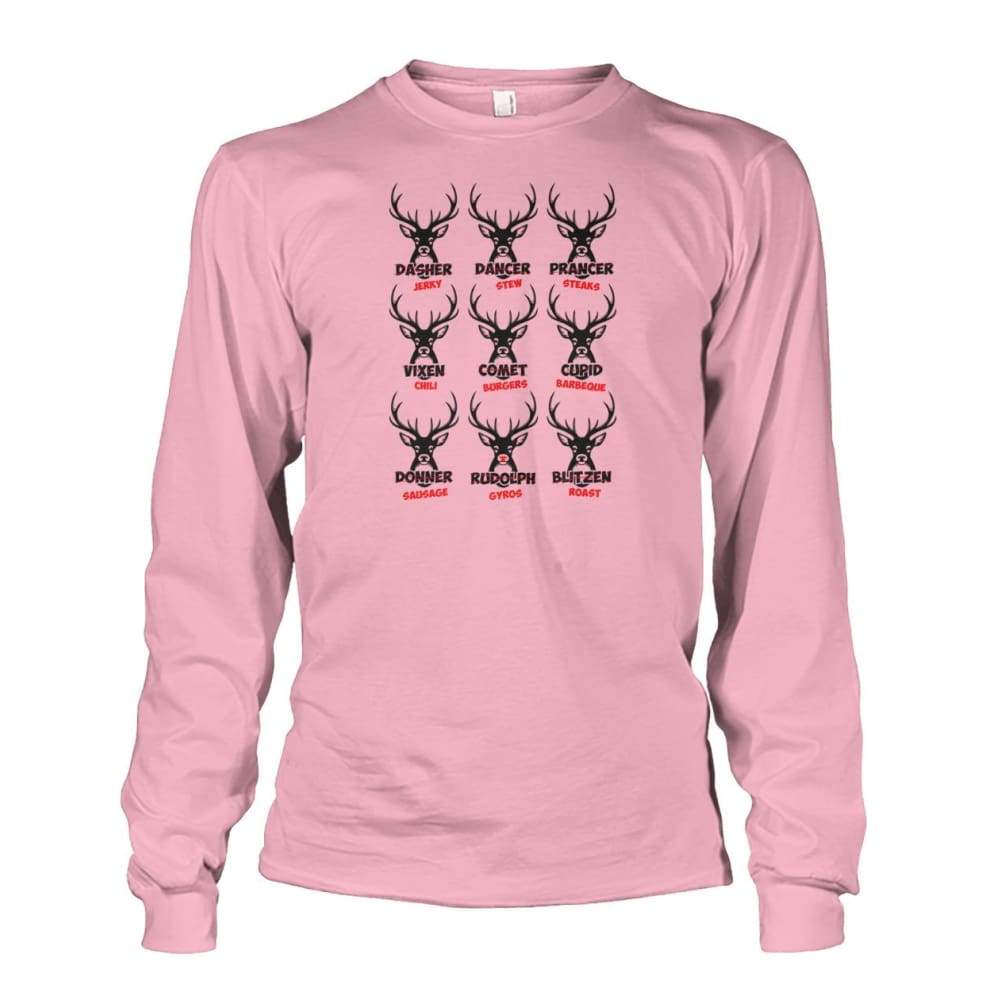 Reindeer Hunter Dark Design Long Sleeve - Light Pink / S - Long Sleeves