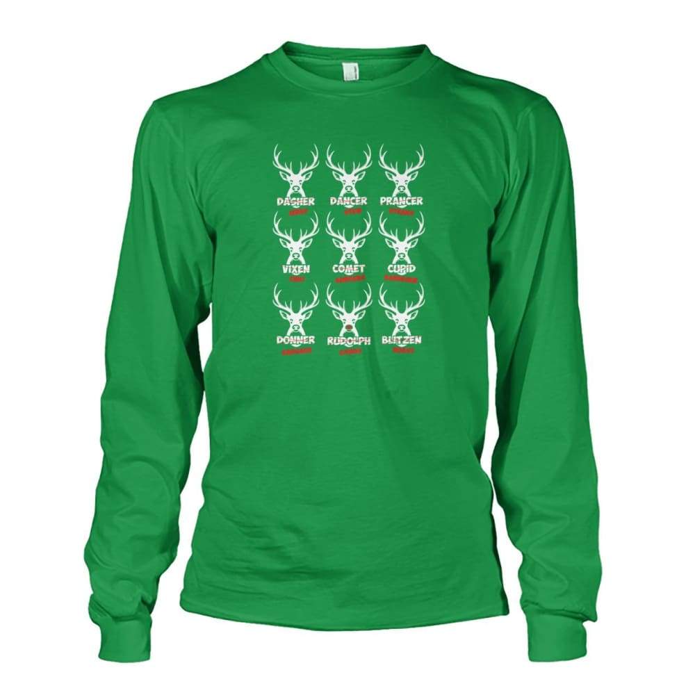 Reindeer Hunter Light Design Long Sleeve - Irish Green / S - Long Sleeves
