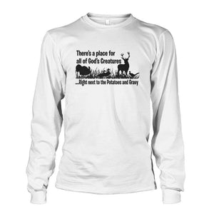 Theres A Place For All Of Gods Creatures Long Sleeve - White / S - Long Sleeves